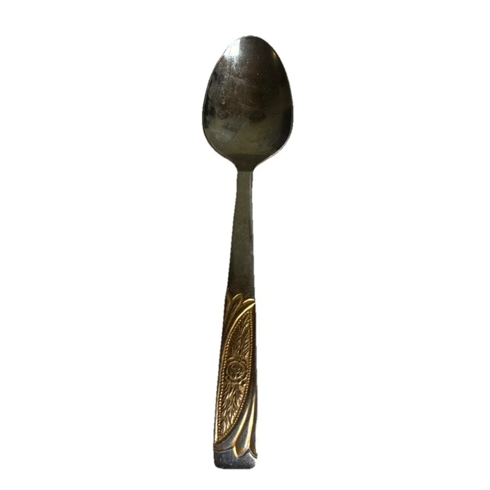 Inoxpran INX1 Teaspoon Stainless 18/10 Gold Tone Accents 5